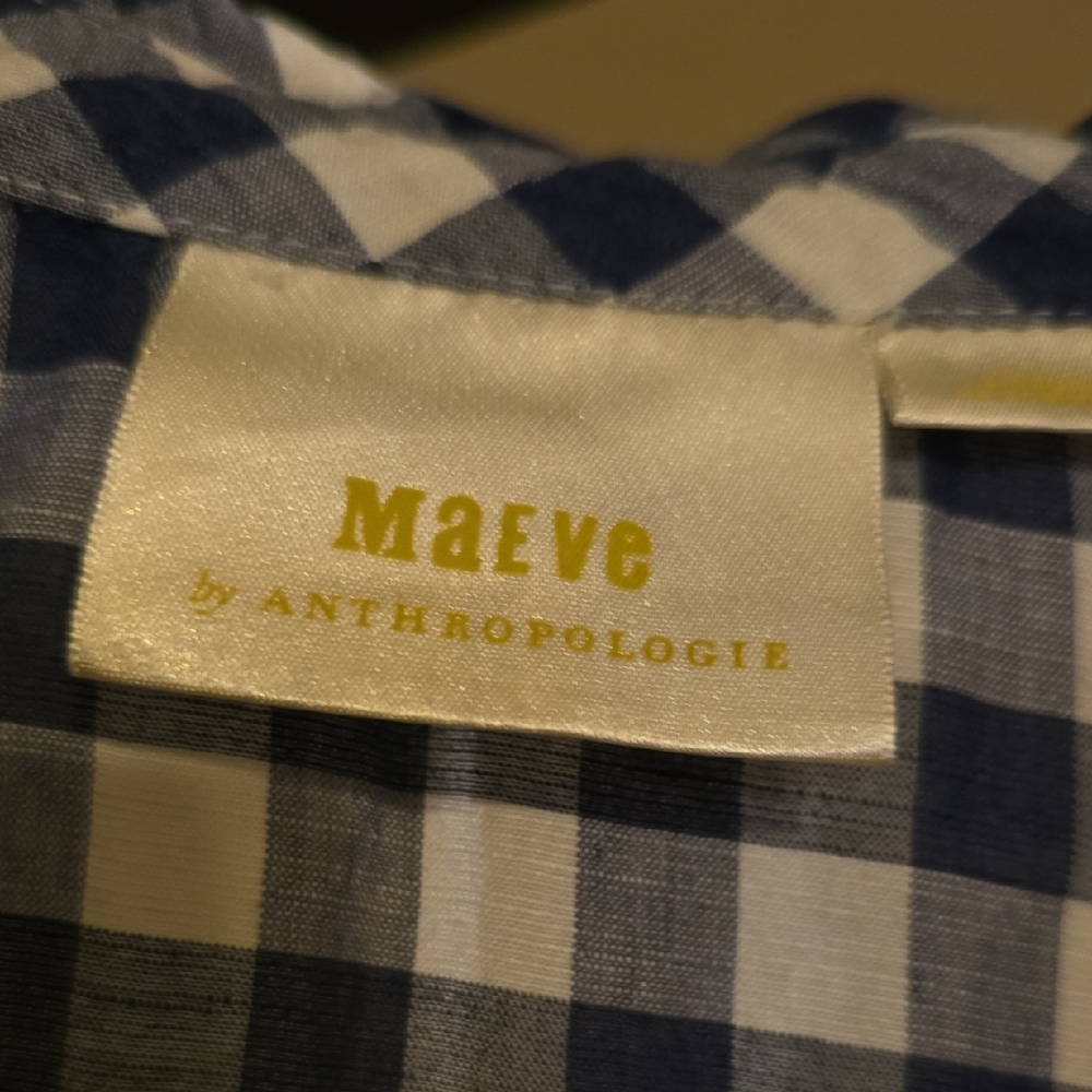 Maeve Navy and White Gingham Button-Front Tunic - Picture 2 of 3